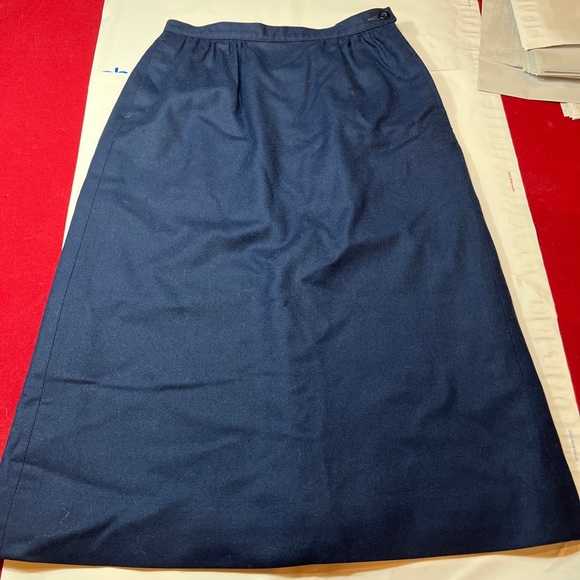 Pendleton plain BLUE WOOL midi SKIRT women’s SIZE 6 petite Back Slit office work - Picture 12 of 12